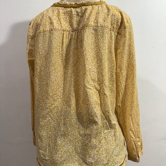 Talbots Top Women Women's Yellow Long  Sleeve Split V Neck Eyelet‎  Tunic SZ LP - Picture 13 of 14